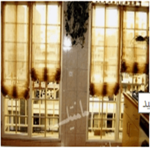 پرده آشپزخانه مدل بالا جمع شو با حریر